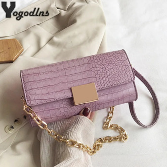 Retro Chain Shoulder Bag For Women PU Crocodile Pattern Armpit Bag Advanced Baguette Bag Leisure Crossbody Bag Lock Handbags