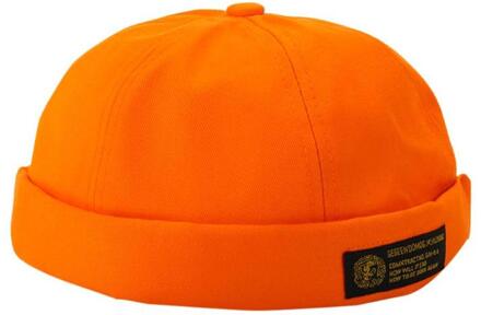 Retro Corduroy Originele Docker Sailor Biker Cap Brimless Gildkruid Mannen En Trend Hiphop Hoed Herfst En Houden Warme Muts Oranje