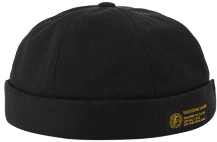 Retro Corduroy Originele Docker Sailor Biker Cap Brimless Gildkruid Mannen En Trend Hiphop Hoed Herfst En Houden Warme Muts zwart