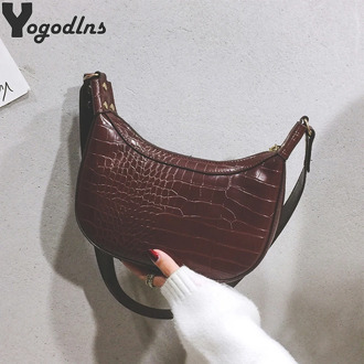 Retro Crocodile Pattern Crossbody Bags For Women 2020 Luxury Hobo Bags Women Bags Designer Saddle Bags Lady Purses And Handbags
