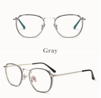 Retro Doorschijnende Glazen Frame Vierkante Platte Spiegel Voor Mannen En Vrouwen Ultra Light Anti-Blauw Kan Worden Uitgerust Met bijziendheid Bril grijs