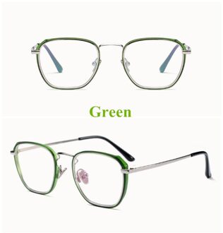 Retro Doorschijnende Glazen Frame Vierkante Platte Spiegel Voor Mannen En Vrouwen Ultra Light Anti-Blauw Kan Worden Uitgerust Met bijziendheid Bril groen
