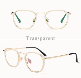 Retro Doorschijnende Glazen Frame Vierkante Platte Spiegel Voor Mannen En Vrouwen Ultra Light Anti-Blauw Kan Worden Uitgerust Met bijziendheid Bril transparant