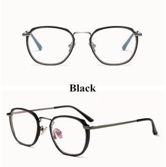 Retro Doorschijnende Glazen Frame Vierkante Platte Spiegel Voor Mannen En Vrouwen Ultra Light Anti-Blauw Kan Worden Uitgerust Met bijziendheid Bril zwart