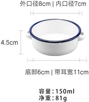 Retro Emaille Kom Dubbele Oren Slakom Servies Snack Lade Soepkom Ronde Fruitschaal Emaille Schotel Snack Plated Fruit plaat blauw 150ml