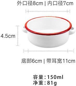 Retro Emaille Kom Dubbele Oren Slakom Servies Snack Lade Soepkom Ronde Fruitschaal Emaille Schotel Snack Plated Fruit plaat rood 150ml