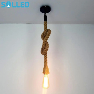Retro Fashionable Hemp Rope Pendant Lamp Chic Pendant Light with Sucking Disc for Coffee Shop Restaurant Household Decoration