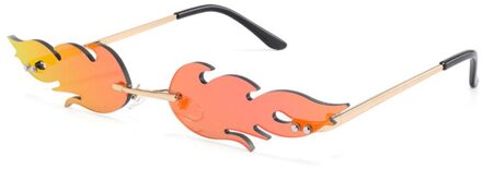 Retro Fire Flame Zonnebril Wave Randloze Smalle Uv 400 Streetwear Vintage Bril Zomer Fietsen Outdoor Accessoire