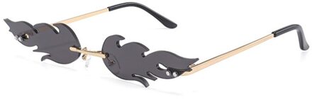 Retro Fire Flame Zonnebril Wave Randloze Smalle Uv 400 Streetwear Vintage Bril Zomer Fietsen Outdoor Accessoire