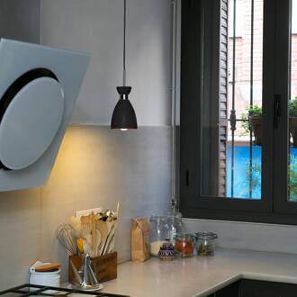 Retro hanglamp, zwart zwart, goud, chroom