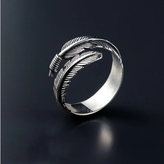 Retro High-quality 925 Sterling Silver Jewelry Thai Silver Not Allergic Personality Feathers Arrow Opening Rings SR239