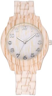 Retro Hout Textuur Quartz Horloge Arabische Cijfers Legering Dial Lederen Riem Mannen En Vrouwen Horloge Relogio Feminino