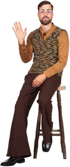 Retro Jaren 70 Outfit Heren Oranje, Bruin - Kastanje, Multikleur - Print