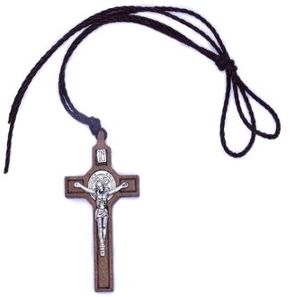 Retro Jesus Cross Ketting Hout Metalen Hanger Sieraden Mannen Vrouwen Katholieke Religieuze Christian Charm Giftretailsale
