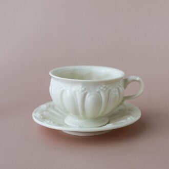 Retro Keramische Romige Berry Blad Stereo Bloem Theepot/Kopje Koffie/Melk Pot Suiker Pot Cup en Saucer