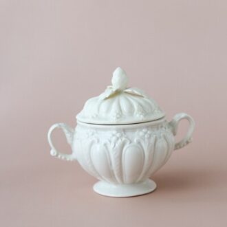 Retro Keramische Romige Berry Blad Stereo Bloem Theepot/Kopje Koffie/Melk Pot Suiker Pot Sugar Jar