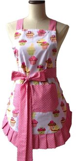 Retro Keuken Schort Vrouw Flirty Witte Schort Frosted Cupcake Gestreepte Stip Verstoorde Salon Avental De Cozinha Divertido (1)