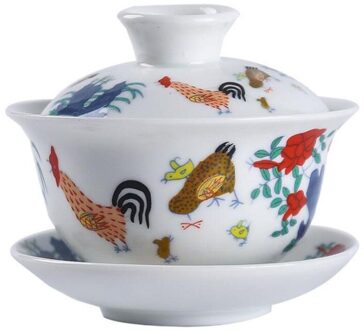 Retro Kippen Witte Thee Terrine Water Mok Thee Kom Keizer Kung Fu Gaiwan Creatieve Reizen Porselein Theepot Kantoor Drinkware