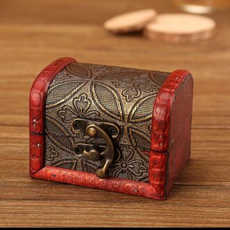 Retro Kleine Houten Opbergdoos Met Slot Bloem Patroon Sieraden Armband Make Holder Organizer Box Sieraden Schat Borst Case F