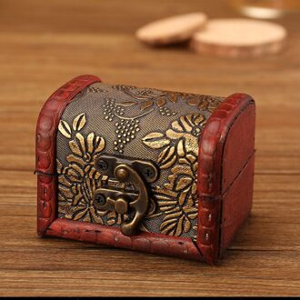 Retro Kleine Houten Opbergdoos Met Slot Bloem Patroon Sieraden Armband Make Holder Organizer Box Sieraden Schat Borst Case