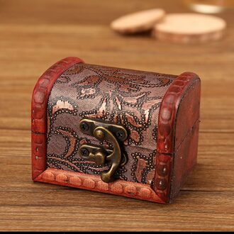 Retro Kleine Houten Opbergdoos Met Slot Bloem Patroon Sieraden Armband Make Holder Organizer Box Sieraden Schat Borst Case