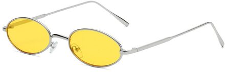 Retro Kleine Ovale Vissen Eyewear Zonnebril Vrouwen Mannen Vintage Shades Zwart Rood Metalen Kleur Zonnebril C