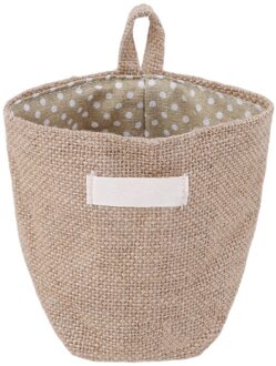 Retro Large Capacity Women Cosmetic Box Jute Cotton Linen Sundries Basket Cosmetic Cases Wall Hanging Make up Storage Bags Women