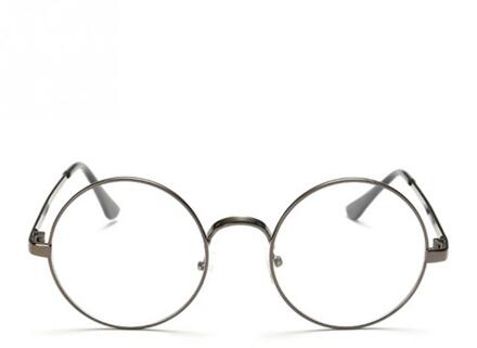 Retro Legering Elegante Vintage Ronde Glazen frame Vrouwelijke Spektakel Plain Bril brillen eyewear gafas De Sol grijs