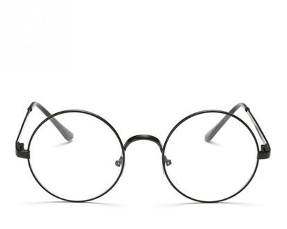 Retro Legering Elegante Vintage Ronde Glazen frame Vrouwelijke Spektakel Plain Bril brillen eyewear gafas De Sol zwart