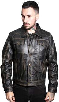 Retro leren truckerjack voor heren, Constantine - maat 2XL Zwart