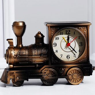 Retro Locomotief Trein Wekker Stijlvolle Persoonlijkheid Motor Model Student Tafel Decor Klok Kids Student bronzen