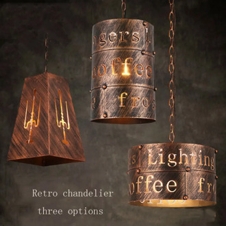 Retro loft industrial bar dining room chandelier Nordic hollowed hot pot shop restaurant pendant lamp hanging lamp