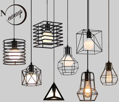 Retro loft industrial iron hanging lights E27 110V 220V LED black pendant lamps for kitchen living room bedroom aisle restaurant