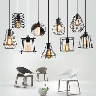 Retro Loft Industrial Iron Hanging Lights E27 Led Black Pendant Lamp for Home Living Room Bedroom Kitchen Restaurant 110V 220V