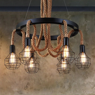 Retro Loft pendant lamp 6 heads study office dining room bar corridor restaurant pub cafe chandelier hanging light headlight
