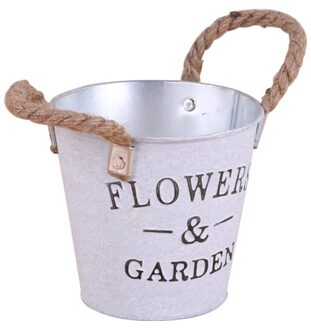 Retro Metalen Gegalvaniseerd Vaas Boerderij Franse Vat Tafel Decoratie Land Stijl Huis Bruiloft Decoratie Art Bloemenvaas licht grijs