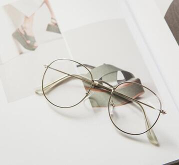Retro Metalen Nul Dioptrie Eyewear Upscale Ronde Brilmontuur Optische Vlakte Bijziendheid Frame zilver