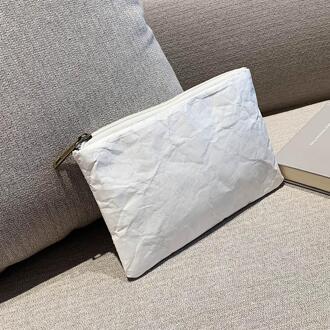 Retro Milieuvriendelijke Clutch Voor Vrouw Mode Handtas Vrouwelijke Eenvoudige Effen Kleur Purse Cosmetische Tas Dames Reizen Make-Up Tas wit