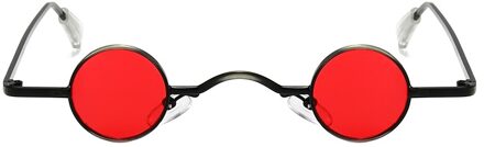 Retro Mini Zonnebril Mannen Ronde Metalen Frame Zonnebril Kleine Ronde Omlijst Zonnebril Mannen Driver Goggles Auto Accessoires rood