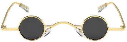 Retro Mini Zonnebril Mannen Ronde Metalen Frame Zonnebril Kleine Ronde Omlijst Zonnebril Mannen Driver Goggles Auto Accessoires zwart