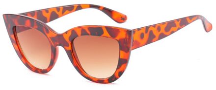 Retro Mode Dames Vissen Bril Vrouwen Vissen Zonnebril Vintage Cat Eye Zwarte Zonnebril Vrouwelijke Lady UV400 luipaard