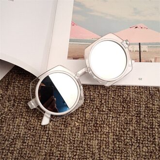 Retro Moderne Mode Transparante Frame Kind Zonnebril Reflecterende Kleur Zonnebril Jongens en Meisjes Zonnebril Uv-bescherming Zilver