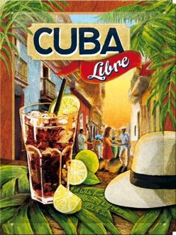 Retro muurplaatje Cuba Libre 15 x 20 cm