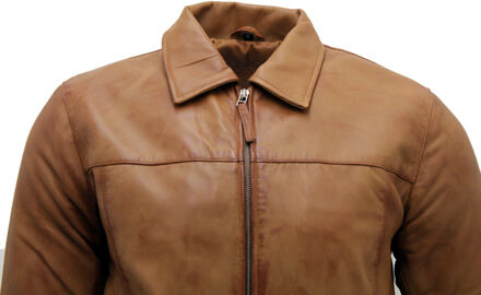 Retro nappaleren bikerjack - maat XS Bruin