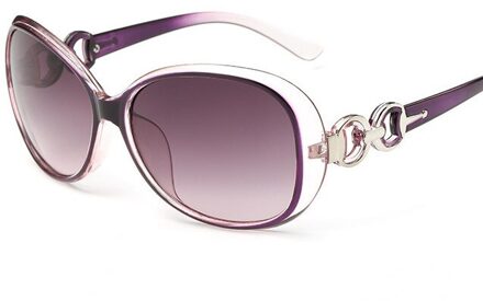 Retro Ovale Zonnebril Vrouwen Luxe Zonnebril Vrouwelijke Vintage Ronde Spiegel Dames Zonnebril Oculos paars