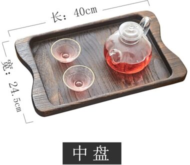 Retro Paulownia Hout Dienblad Thee Lade Voedsel Fruit Lade Rechthoekige Massief Houten Chinese Gongfu Thee Set Lade 40X24.5 M size