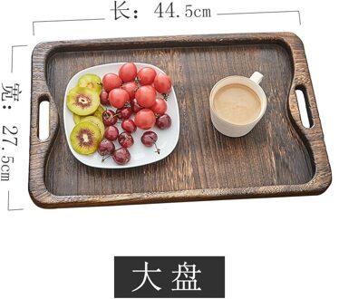 Retro Paulownia Hout Dienblad Thee Lade Voedsel Fruit Lade Rechthoekige Massief Houten Chinese Gongfu Thee Set Lade 44.5X27.5cm L size