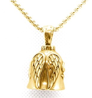 Retro Punk Style Angel Wing Bel Hanger Ketting Charm Mannen Rock Party Sieraden goud