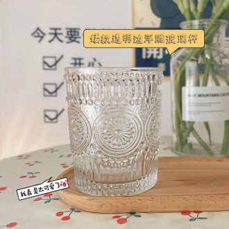 Retro Reliëf Phnom Penh Glas Cup Ronde Zon Bloem Water Cup Creatieve Wijn Glas Whisky Glas Home Water Cup stijl nee.6