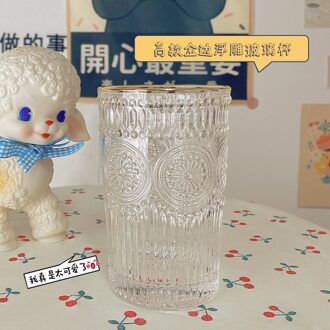 Retro Reliëf Phnom Penh Glas Cup Ronde Zon Bloem Water Cup Creatieve Wijn Glas Whisky Glas Home Water Cup stijl nee.7